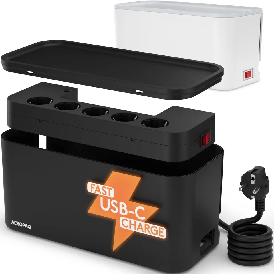acropaq-steckdosenleiste-5-fach-schwarz-mit-usb-berlastschutz image 1