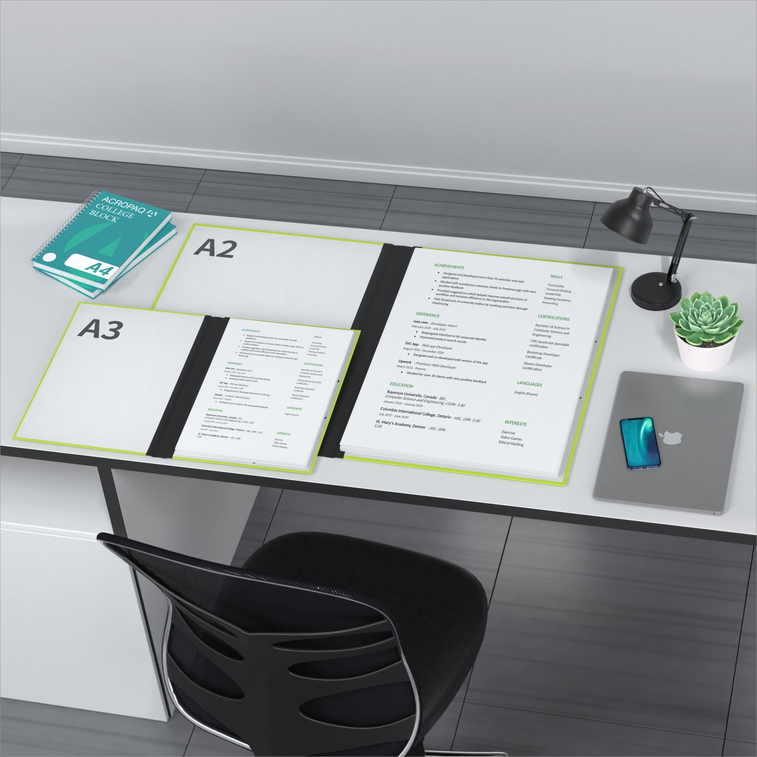 acropaq-zeichenmappe-a3-32x45-cm-mintgr-n-gummiband image 4