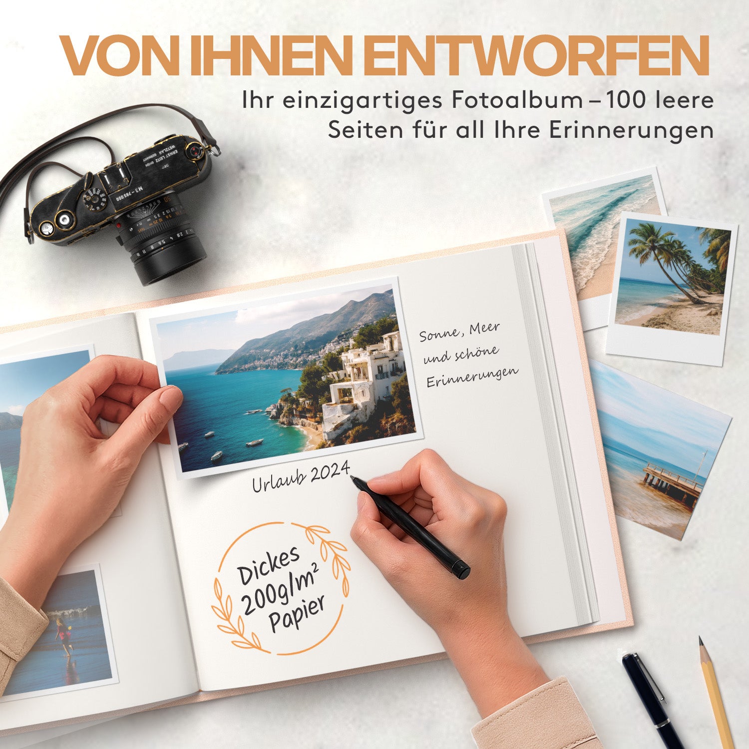 acropaq-fotoalbum-a4-leinen-100-seiten-beige-600-fotos image 2