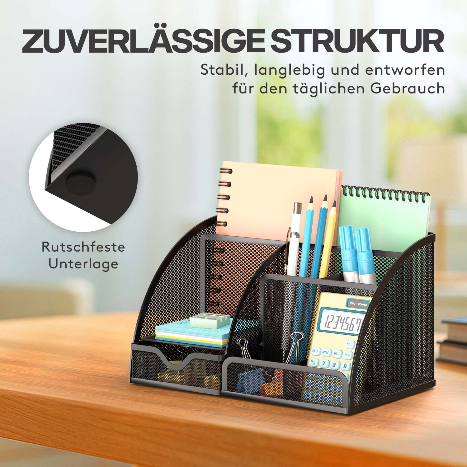 acropaq-b-ro-organizer-6-f-cher-1-schublade-schwarz-metall image 2
