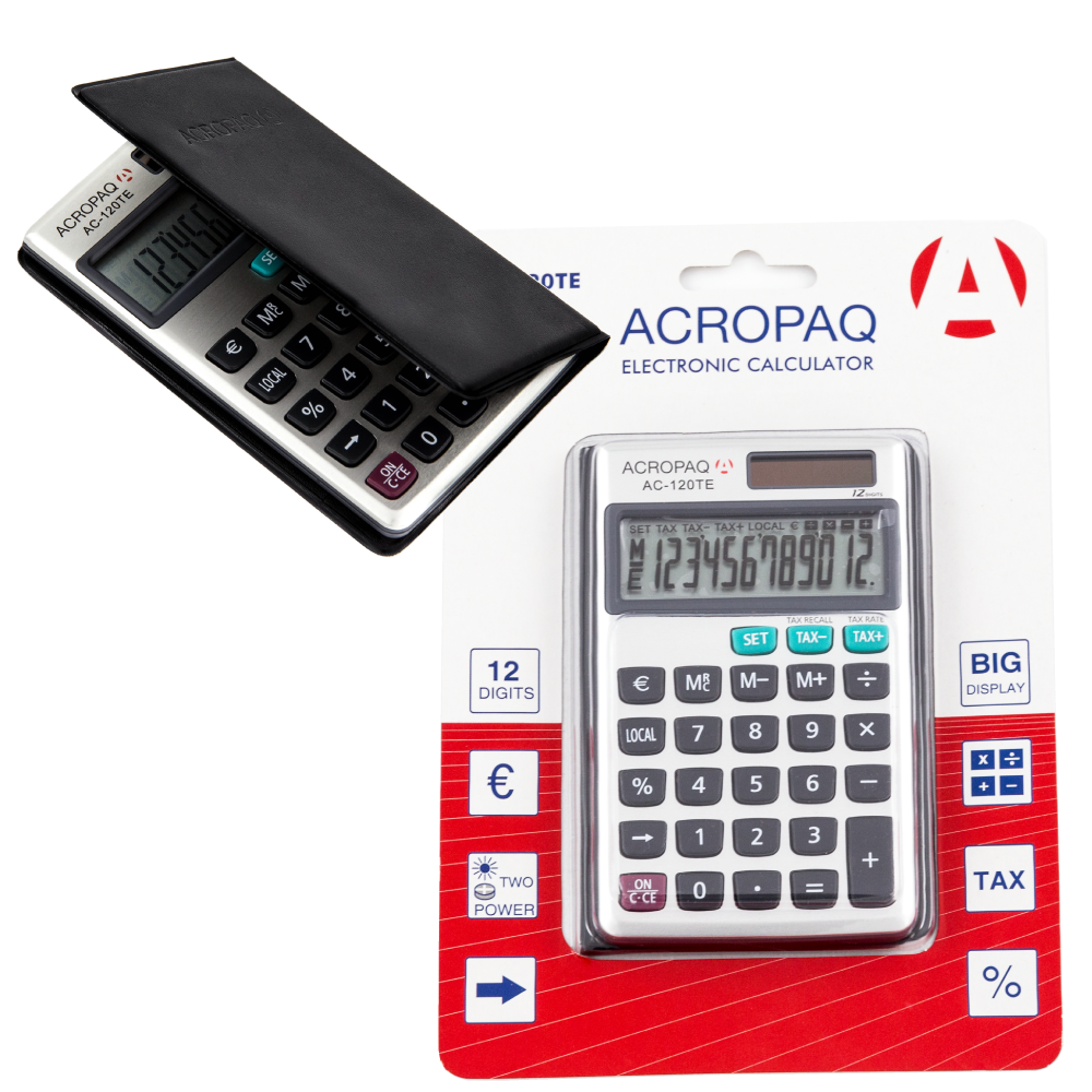 acropaq-taschenrechner-12-stellig-lc-display-grau-dual-power image 6