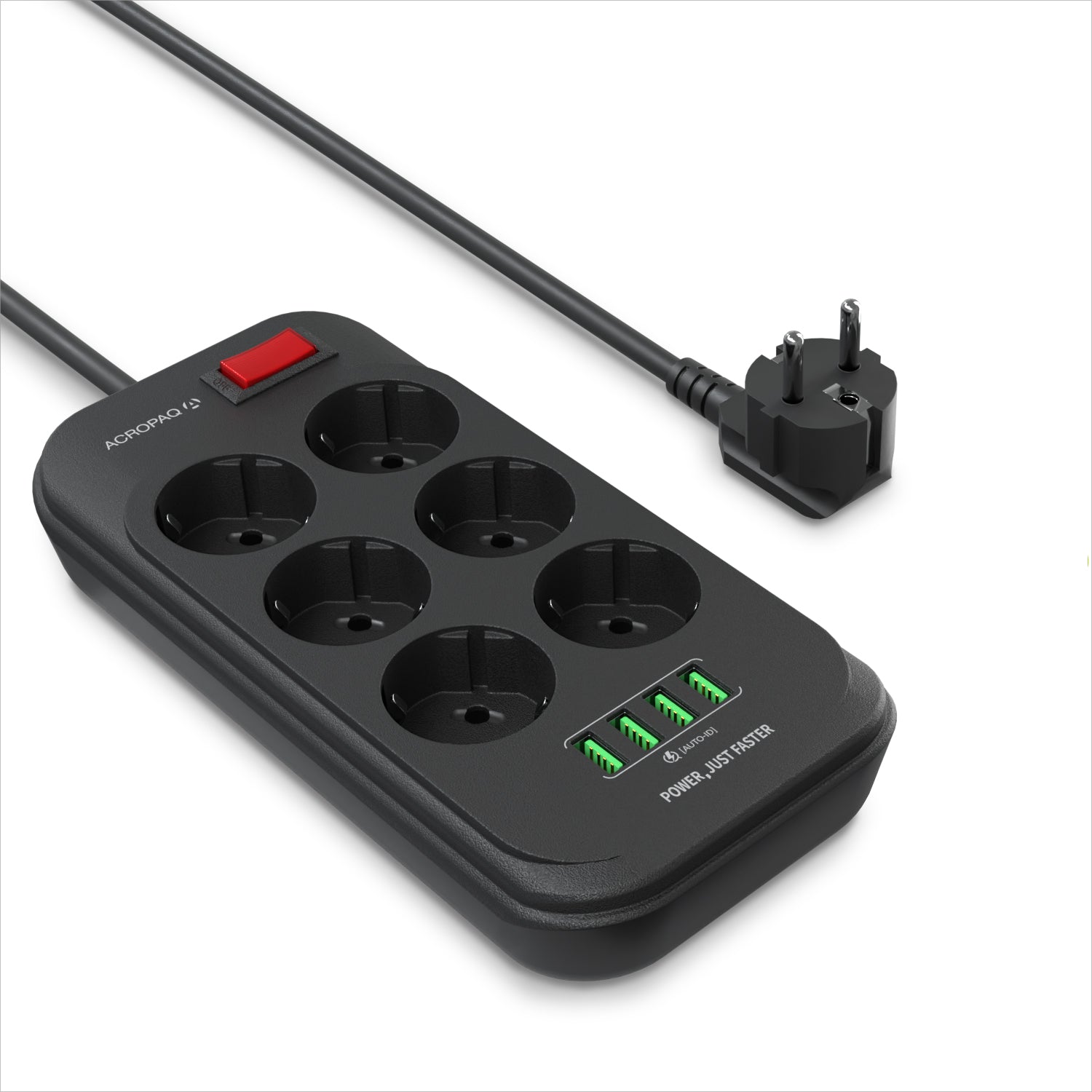 acropaq-steckdosenleiste-6-fach-usb-a-4x-2m-mit-schalter image 1