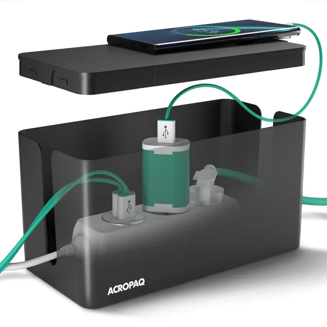 acropaq-kabelbox-klein-schwarz-f-r-steckdosenleiste image 1