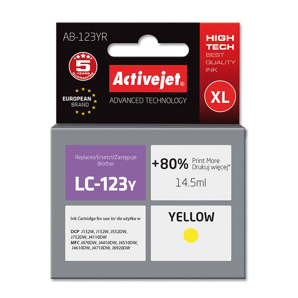 activejet-ab-123yr-tintenpatrone-gelb-f-r-brother-lc123 image 1
