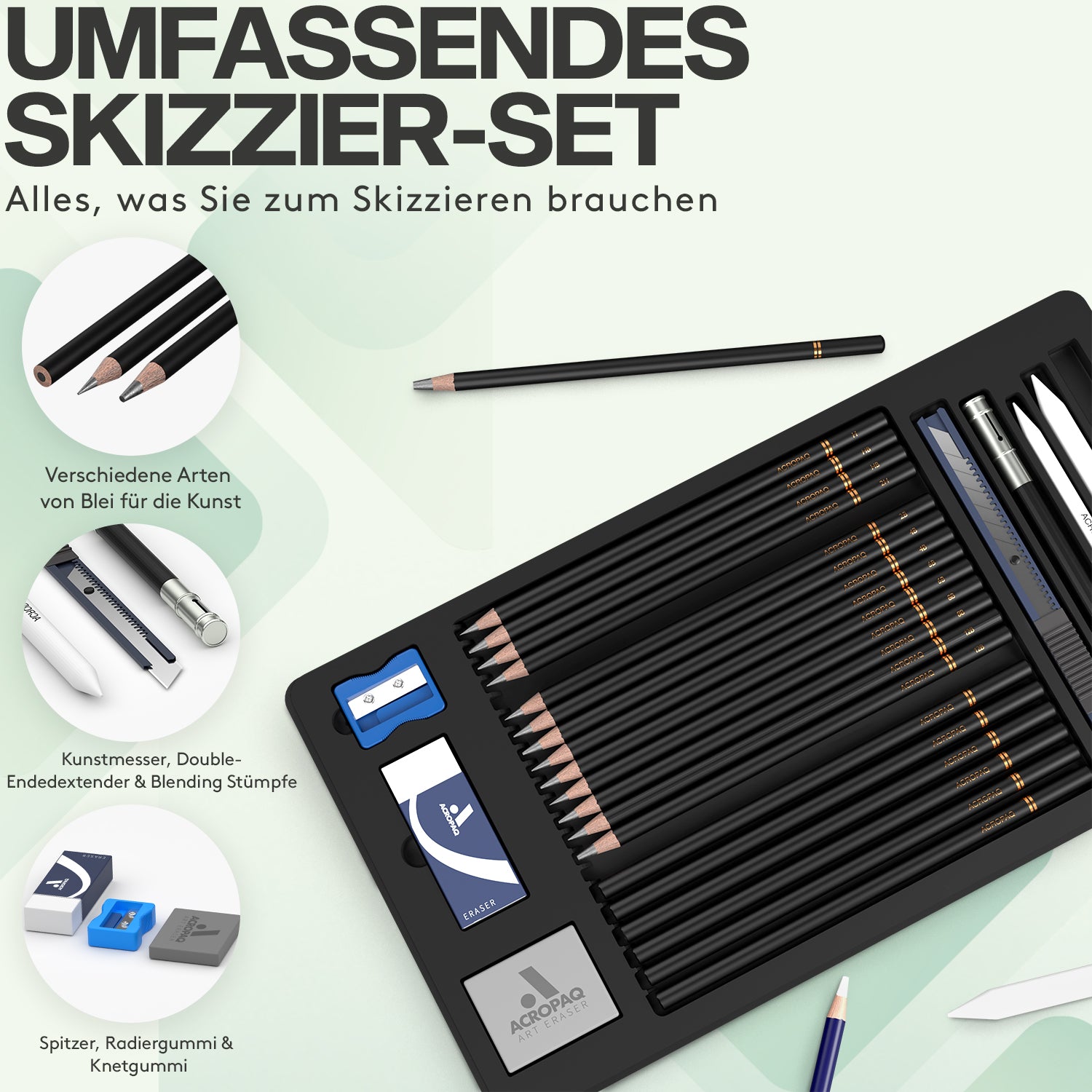 acropaq-k-nstlerbedarf-skizzier-set-29-teilig-schwarz image 2