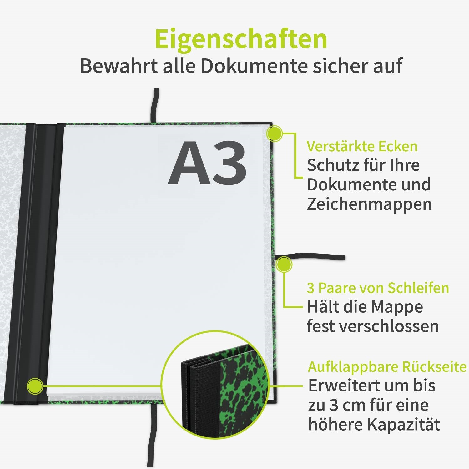 acropaq-zeichenmappe-a3-32x45-cm-gr-n-mit-b-ndern image 3