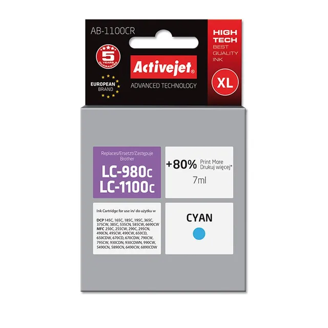 activejet-ab-1100cr-tintenpatrone-cyan-7-ml-f-r-brother-lc1100c image 1
