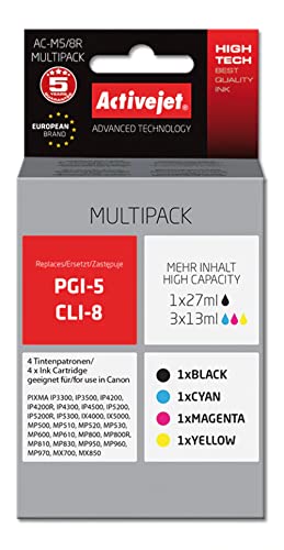 activejet-pgi-5-cli-8-tintenpatronen-canon-multipack-4er image 4