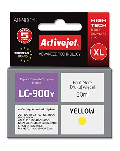 activejet-ab-900yr-tintenpatrone-gelb-f-r-brother-lc900y image 1