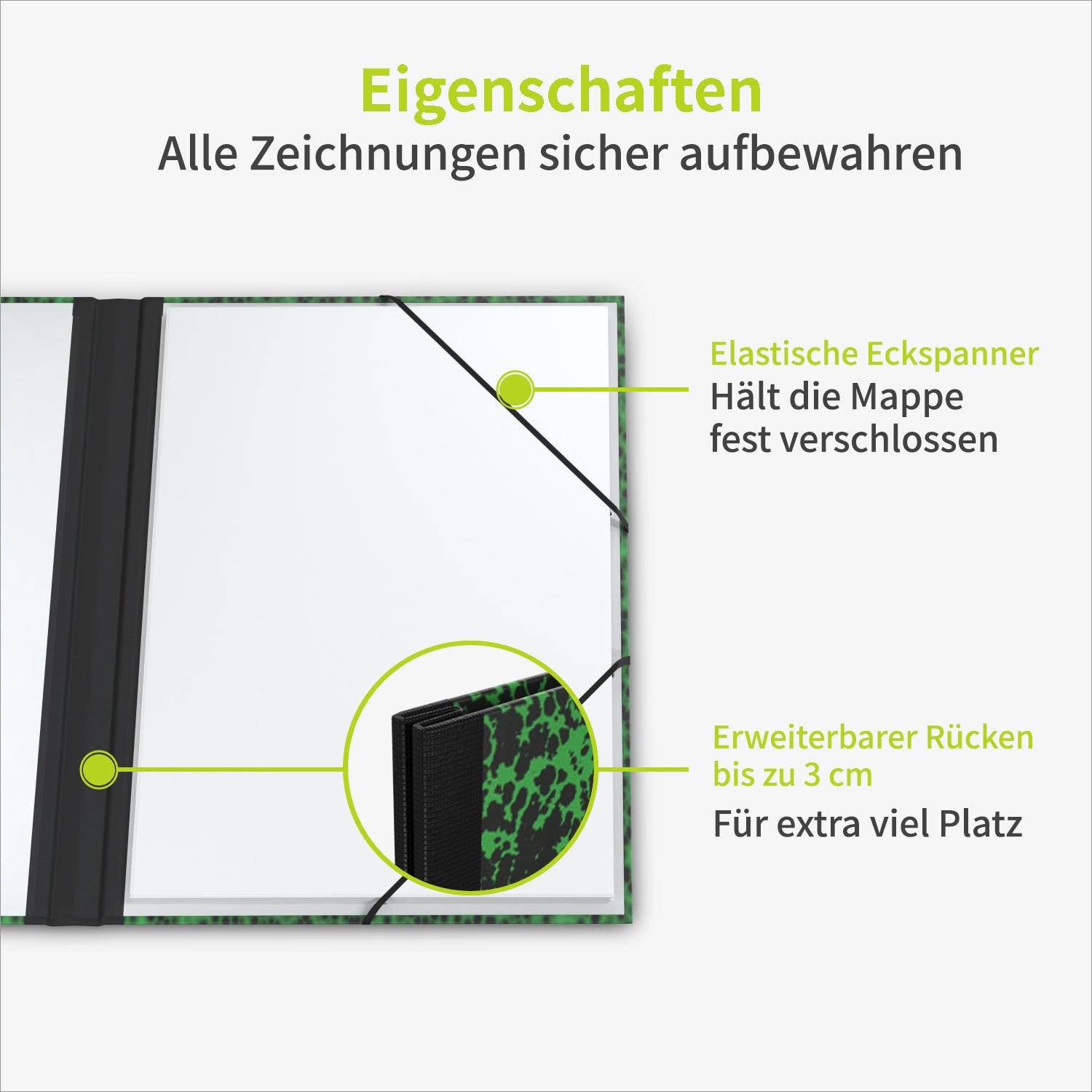 acropaq-zeichenmappe-a2-52x72-cm-mappe-gr-n-mit-gummiband image 3