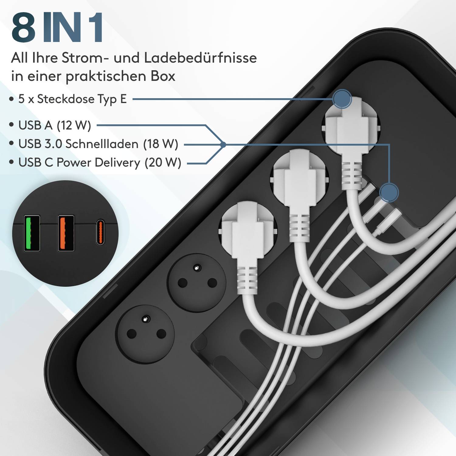 acropaq-arbeitsergonomie-steckdosenleiste-5-fach-usb-schwarz image 2
