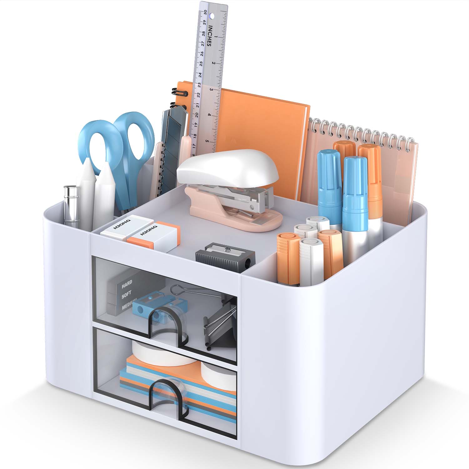 acropaq-schreibtisch-organizer-wei-5-f-cher-2-schubladen image 1