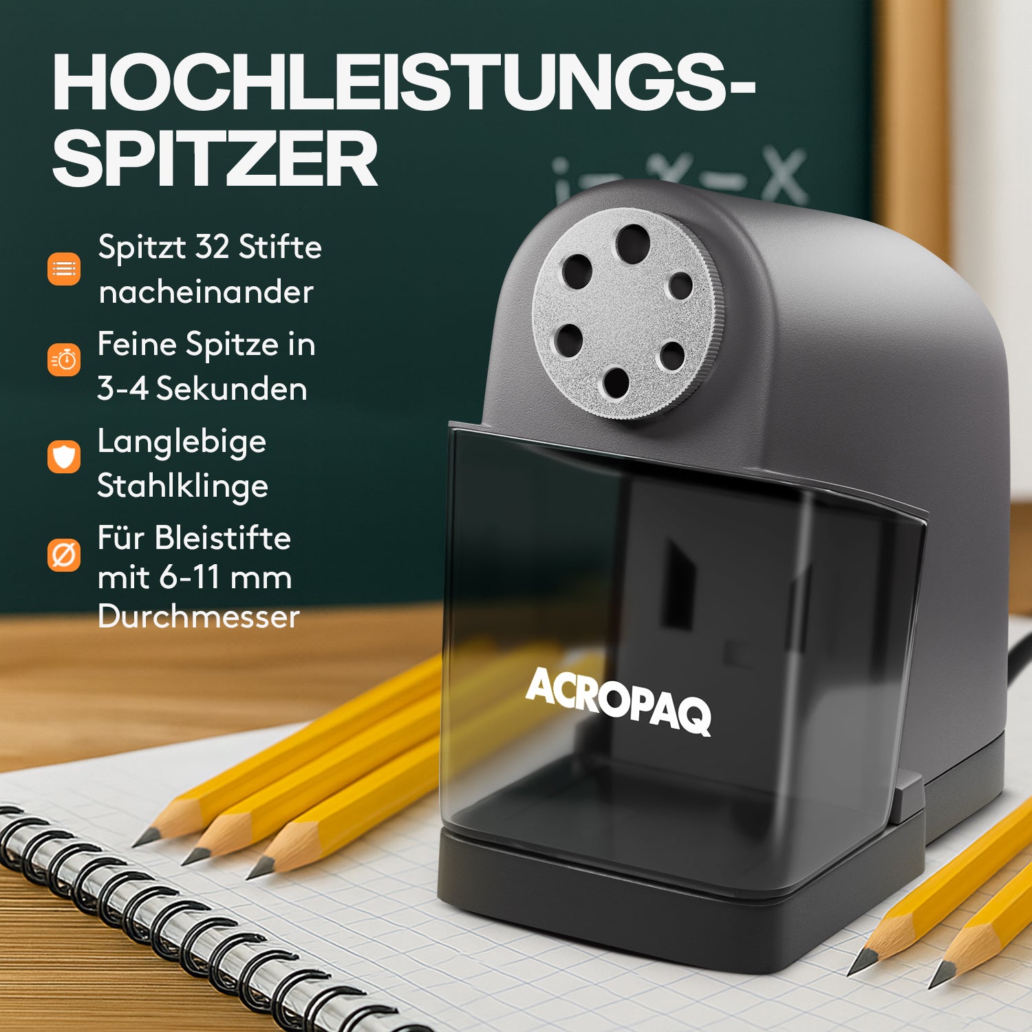 acropaq-anspitzer-elektrisch-6-l-cher-dunkelgrau-schwerlast image 2