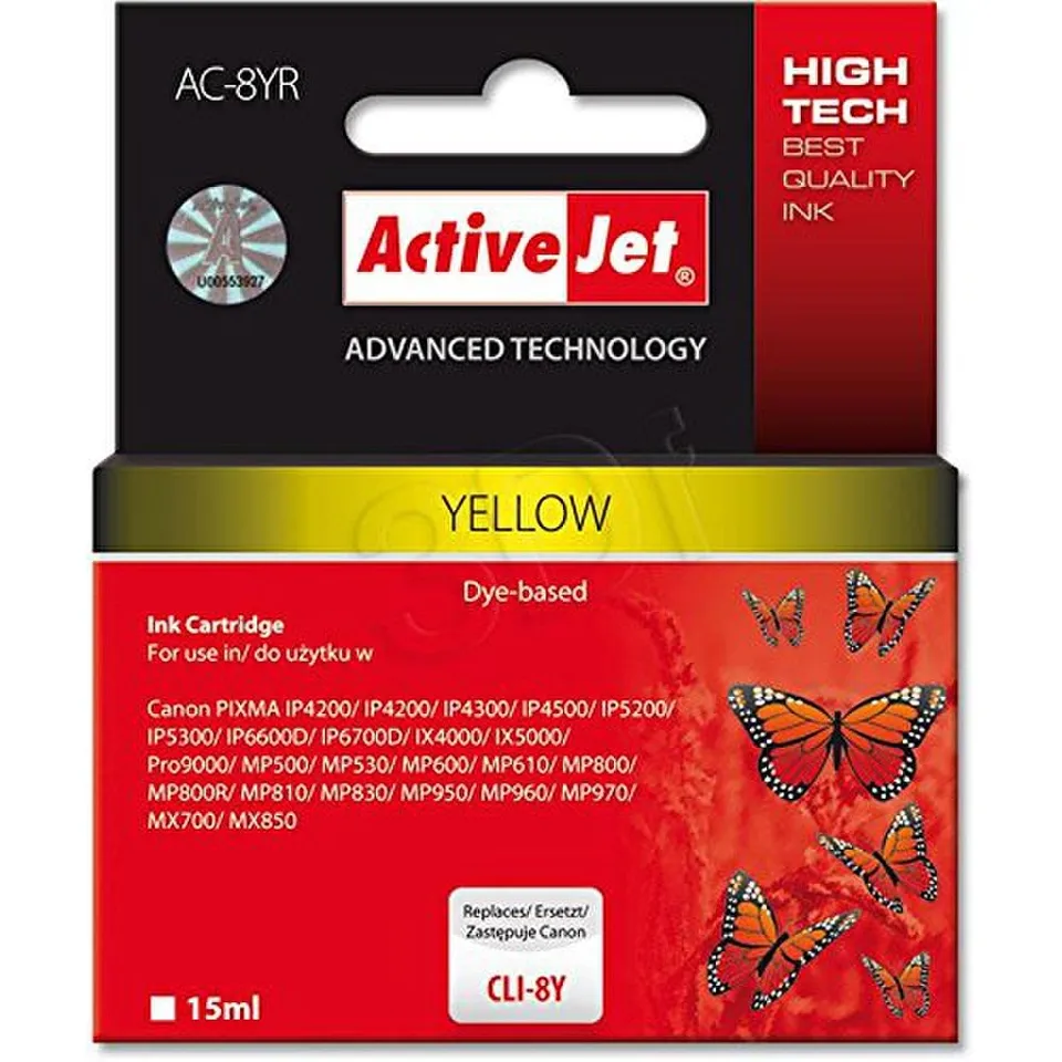 activejet-ac-8yr-druckerpatrone-f-r-canon-cli-8y-gelb-13-ml image 1