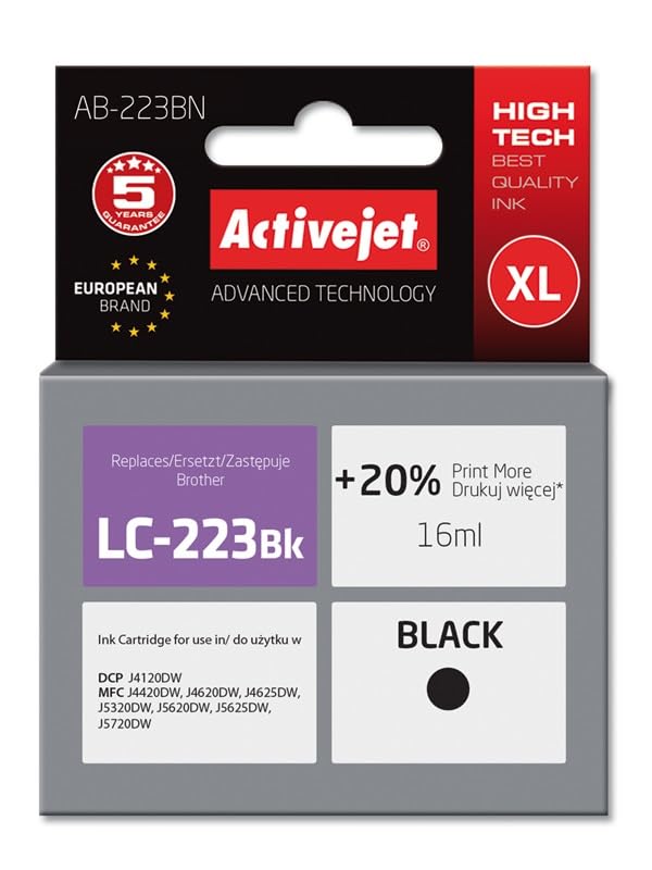 activejet-ab-223bn-tintenpatrone-schwarz-f-r-brother-lc223bk-1er-pack image 1