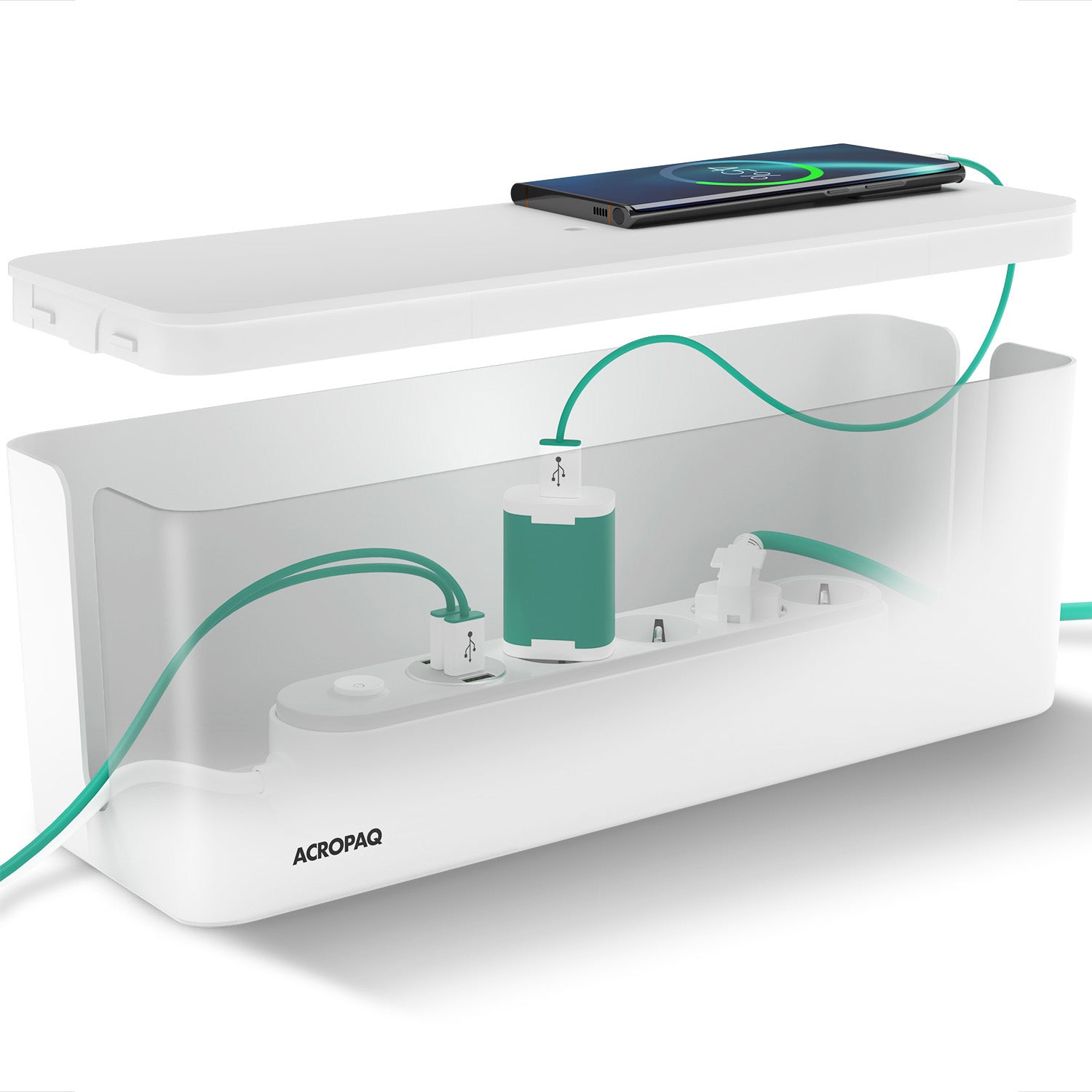 acropaq-arbeitsergonomie-kabelbox-gro-wei-steckdosenbox image 1