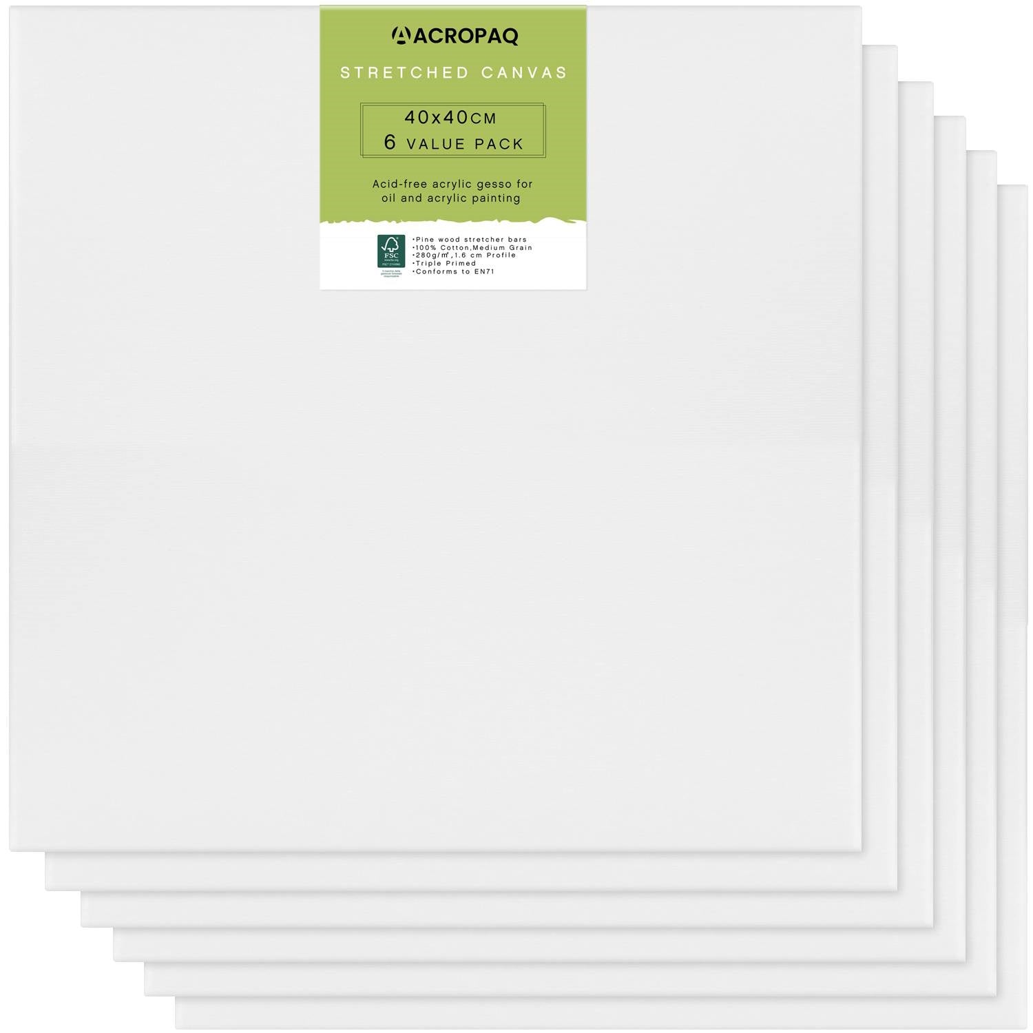 acropaq-leinwand-40x40-cm-baumwolle-wei-6er-f-r-acryl-l image 1