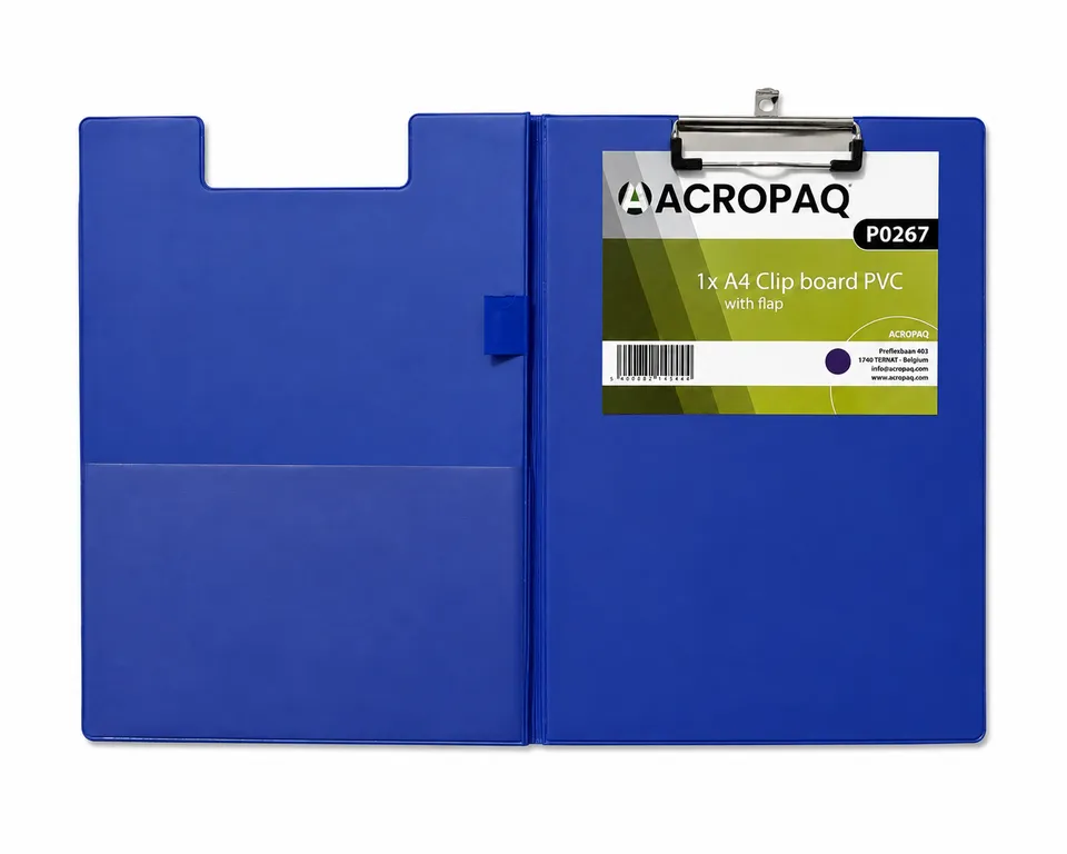 acropaq-klemmbrett-a4-pvc-klappe-dunkelblau-80-blatt image 1