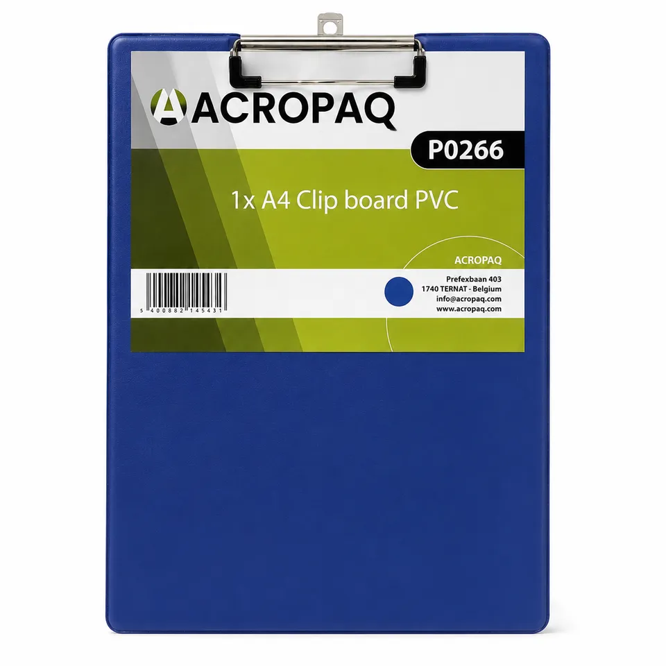 acropaq-klemmbrett-a4-klemmboard-dunkelblau-pvc-80-blatt image 1