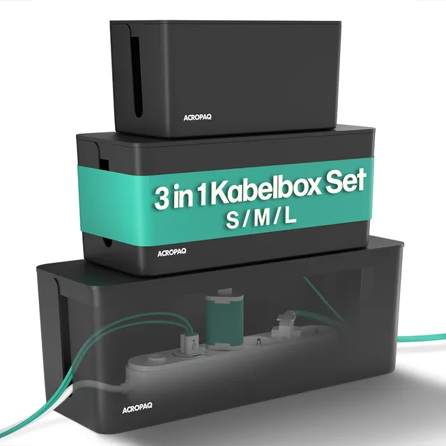acropaq-arbeitsergonomie-kabelbox-3-in-1-set-schwarz image 1