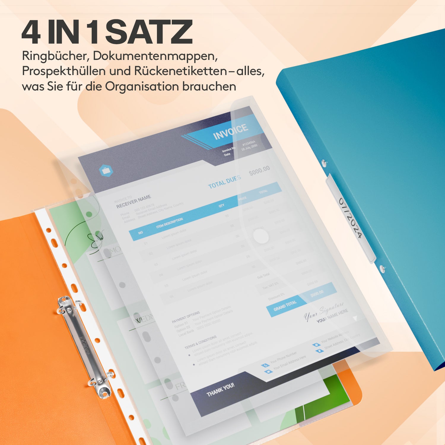 acropaq-ringordner-a4-5-in-1-set-12-st-ck-sommerfarben image 2