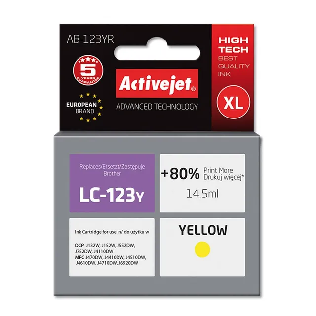 activejet-ab-123yr-tintenpatrone-gelb-f-r-brother-lc123 image 1