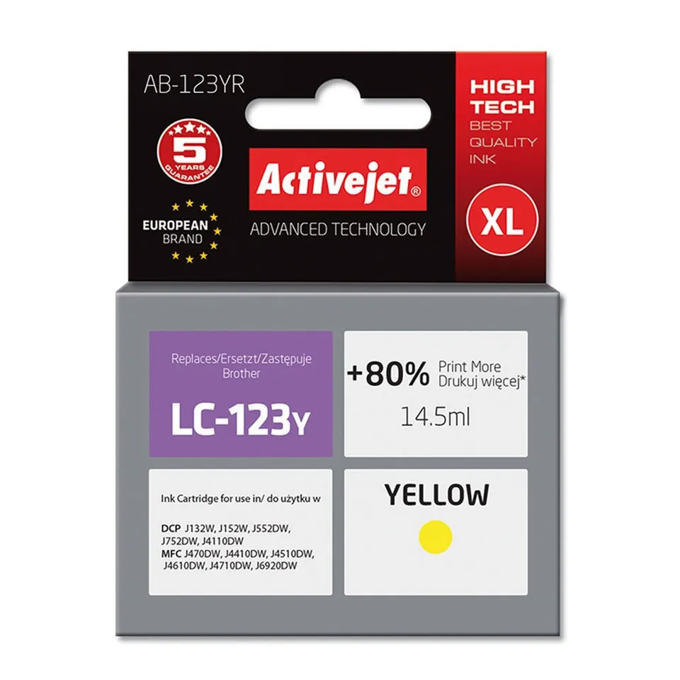 activejet-ab-123yr-tintenpatrone-gelb-f-r-brother-lc123 image 1