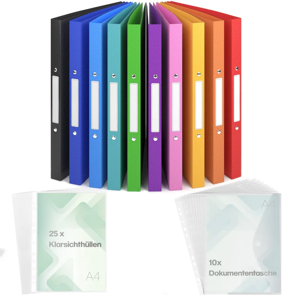 acropaq-nature-ringmappe-a4-2-ringe-25-mm-12er-pack-gemischt image 1
