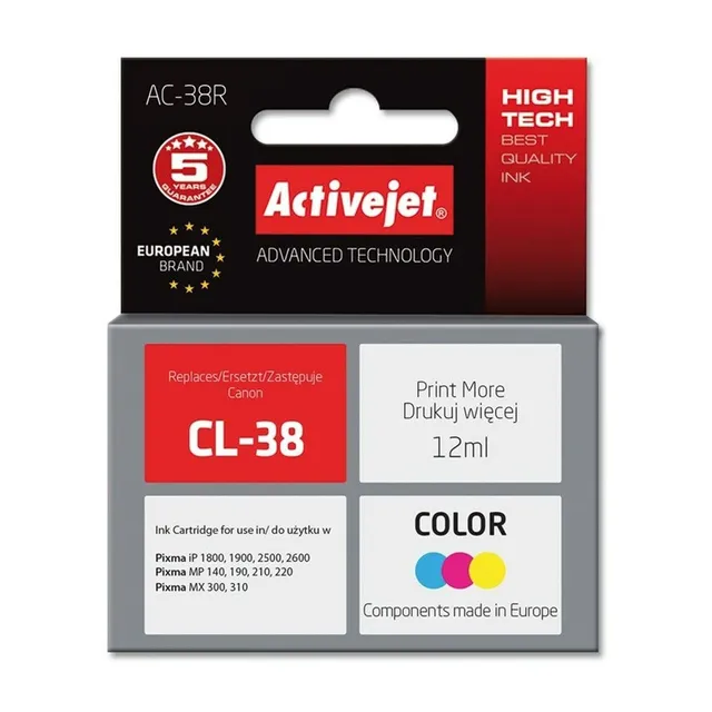 activejet-ink-cartridges-ac-38r-tintenpatrone-canon-cl-38-farbig image 1