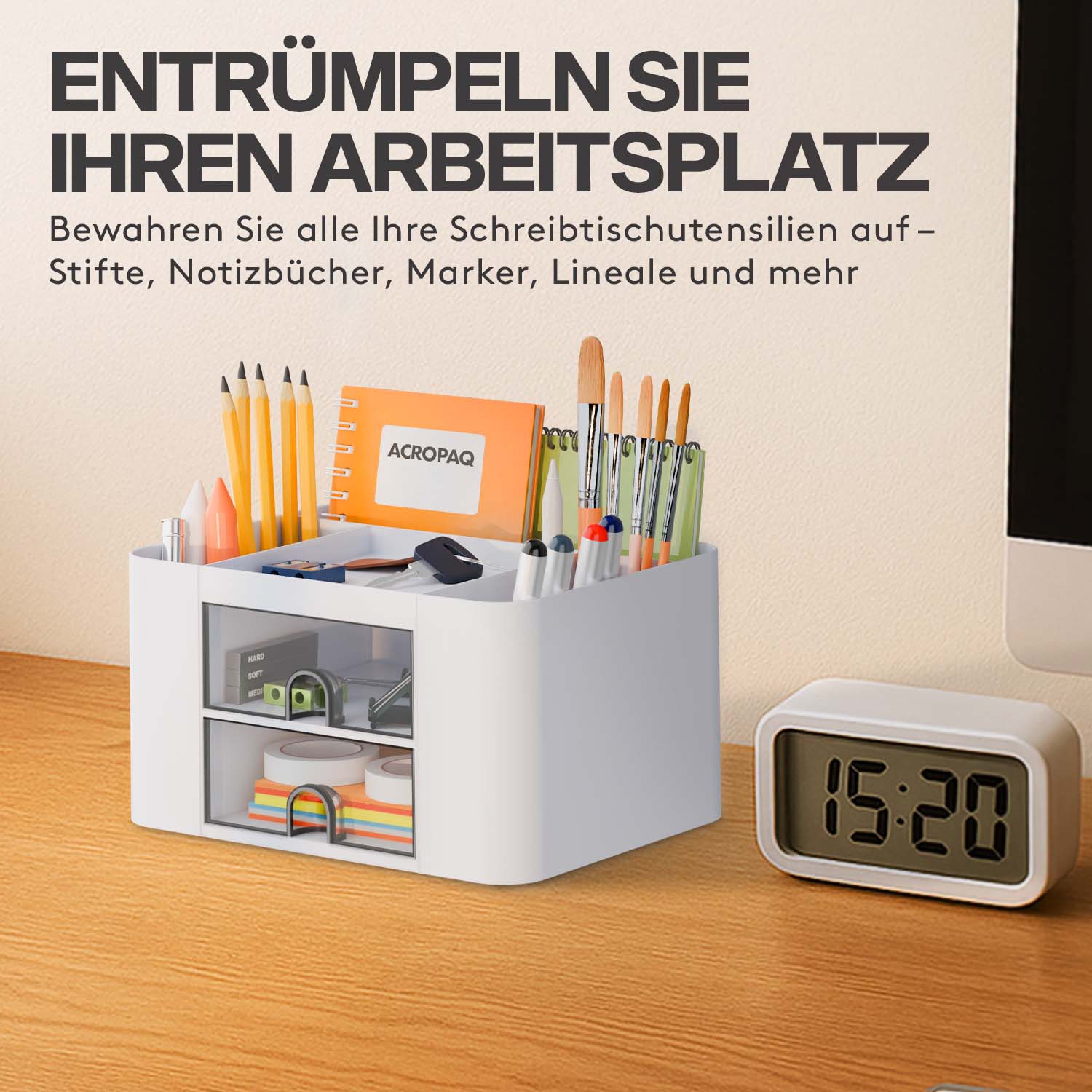 acropaq-schreibtisch-organizer-wei-5-f-cher-2-schubladen image 2