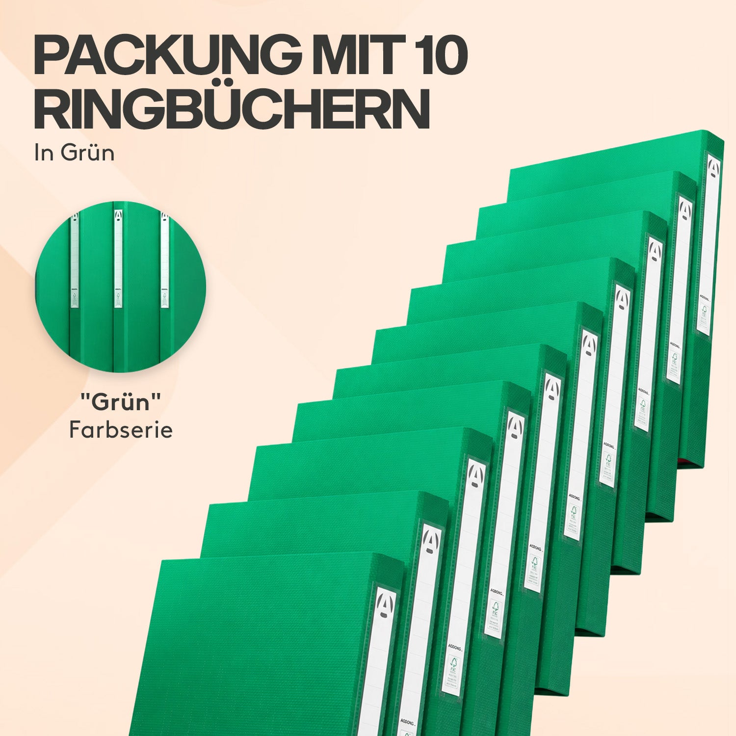 acropaq-ordner-und-mappen-ringordner-a4-10er-gr-n-42mm-2-ringe image 2