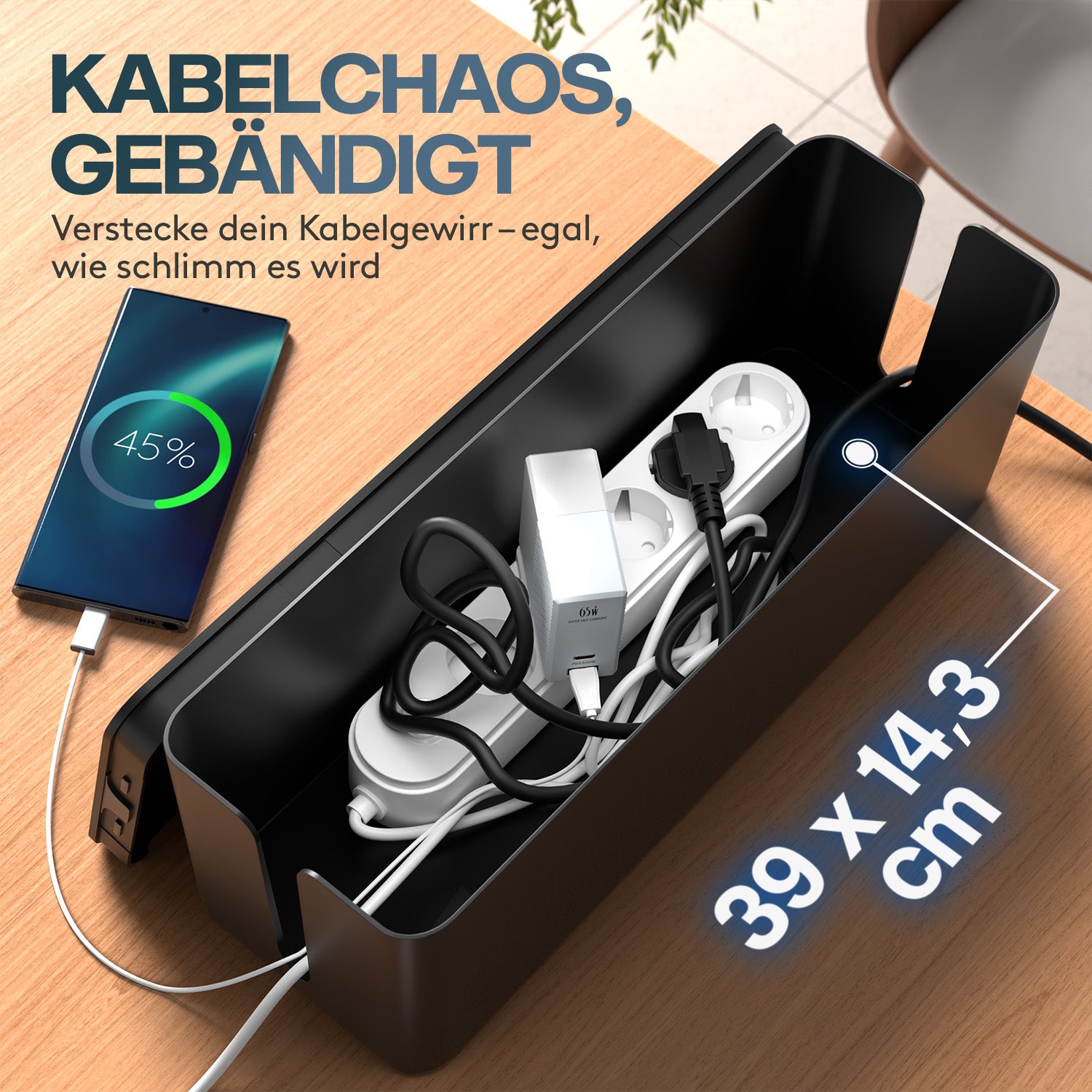 acropaq-arbeitsergonomie-kabelbox-gro-schwarz-f-r-steckdosenleiste image 3