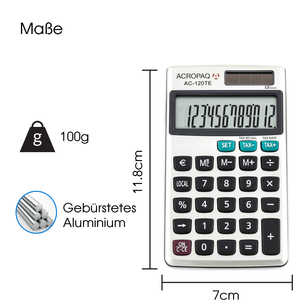 acropaq-taschenrechner-12-stellig-lc-display-grau-dual-power image 4