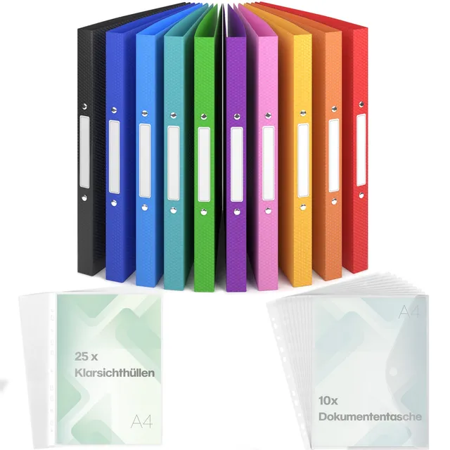 acropaq-nature-ringordner-a4-12er-set-bunt-25-mm image 1