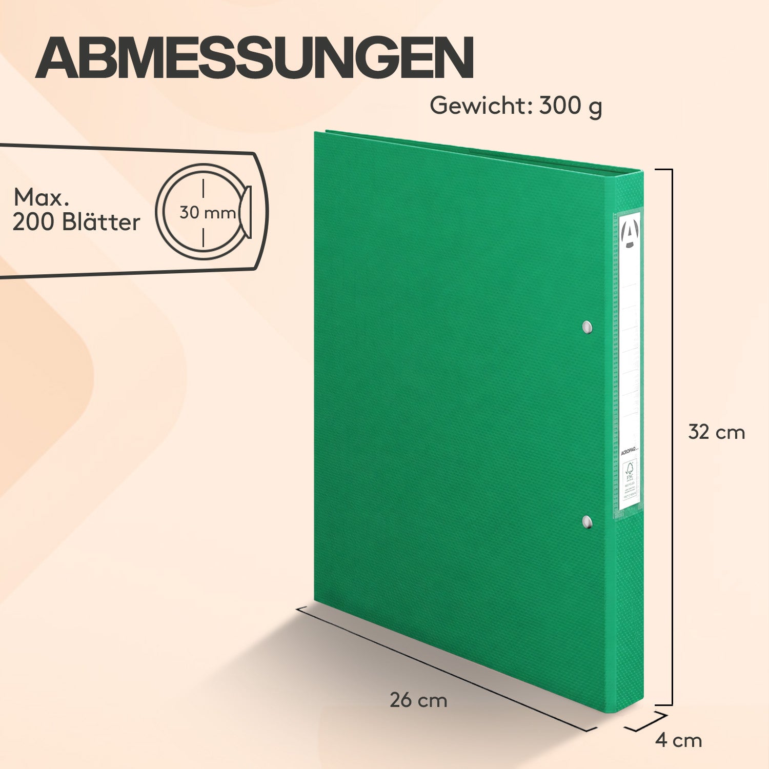 acropaq-ordner-und-mappen-ringordner-a4-10er-gr-n-42mm-2-ringe image 6