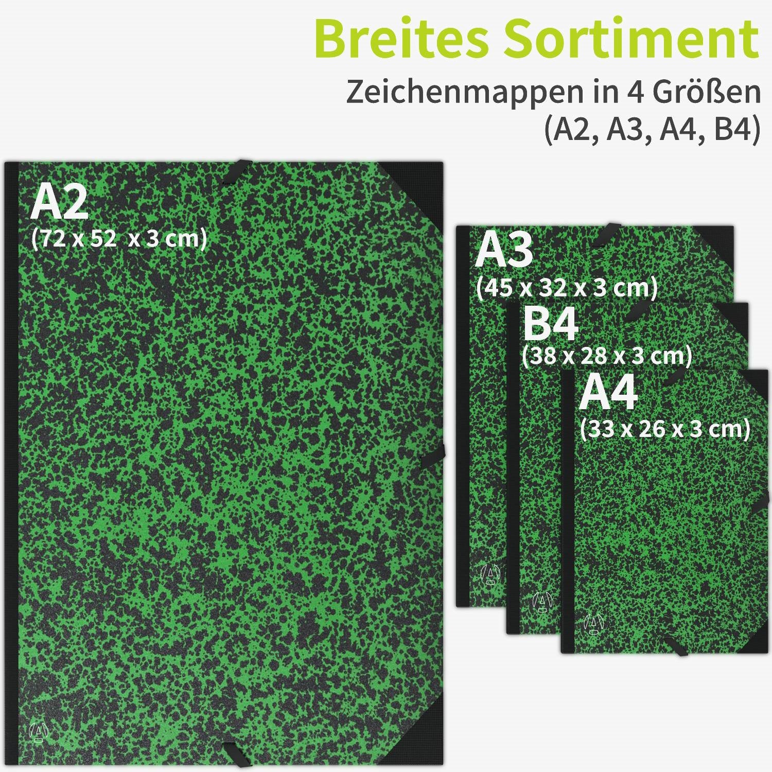 acropaq-zeichenmappe-a2-gr-n-52x72-cm-mit-b-ndern image 2