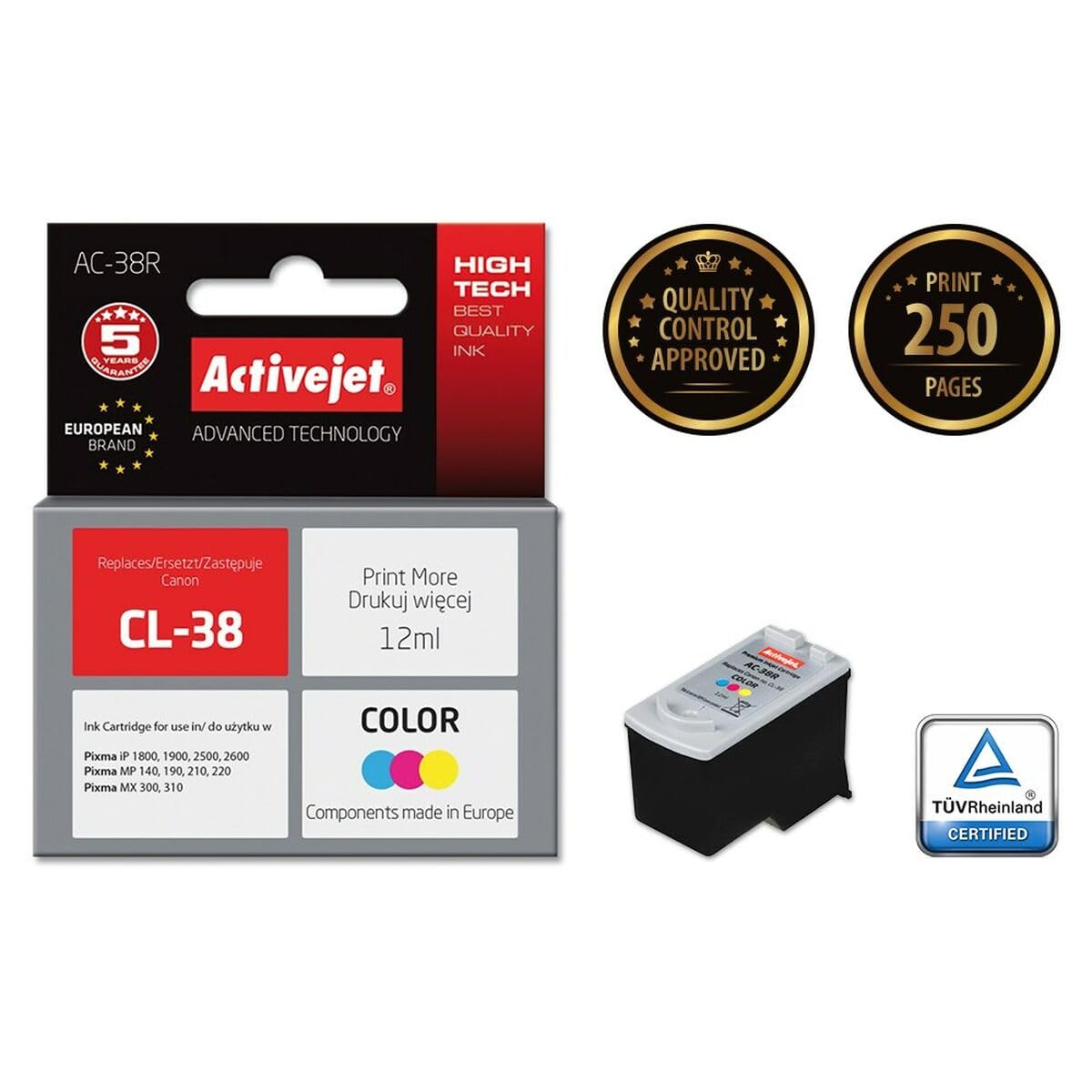 activejet-ink-cartridges-ac-38r-tintenpatrone-canon-cl-38-farbig image 2