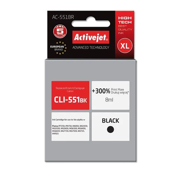activejet-ac-551br-tintenpatrone-schwarz-f-r-canon-cli-551 image 1