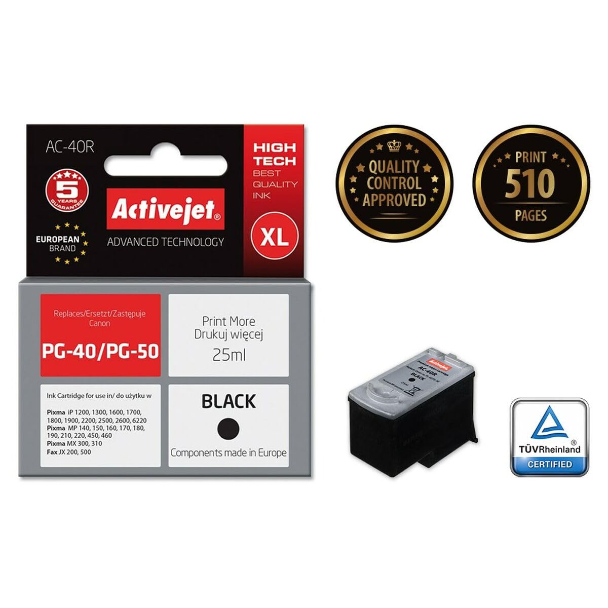 activejet-ac-40r-druckerpatrone-canon-pg-40-schwarz-25ml image 2