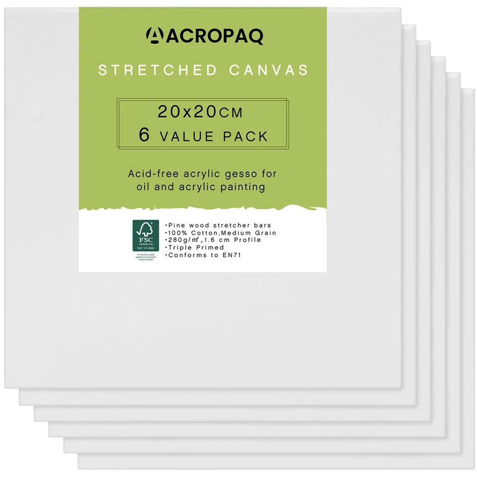 acropaq-leinwand-20x20cm-wei-baumwolle-6-st-ck image 1