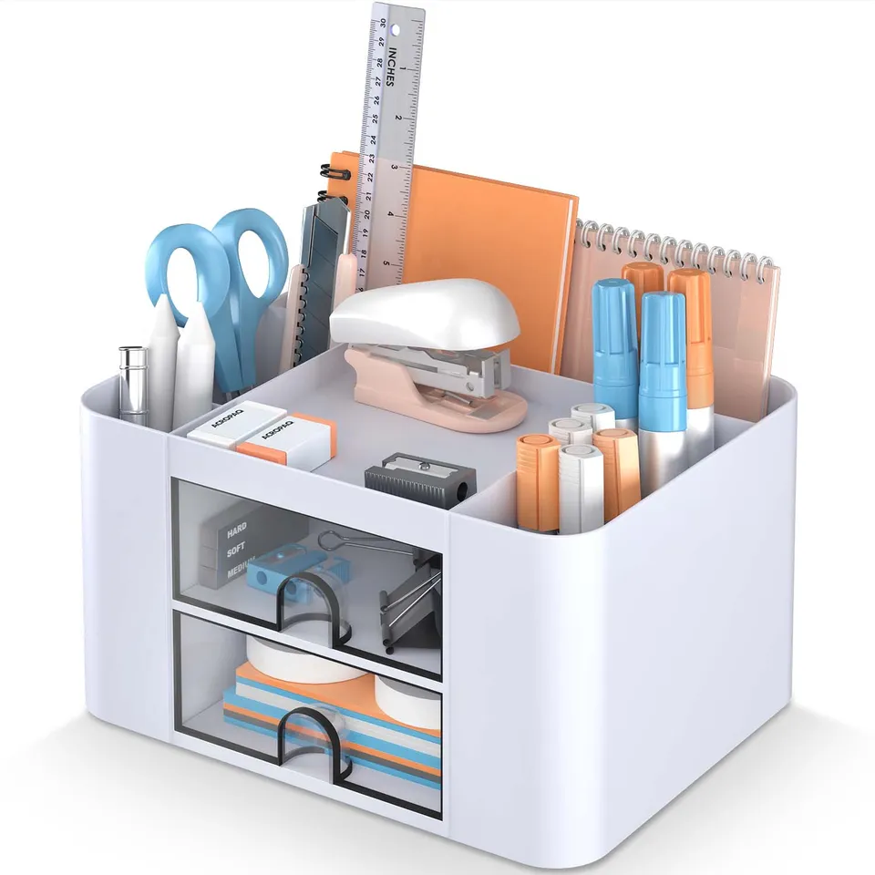 acropaq-schreibtisch-organizer-wei-5-f-cher-2-schubladen image 1