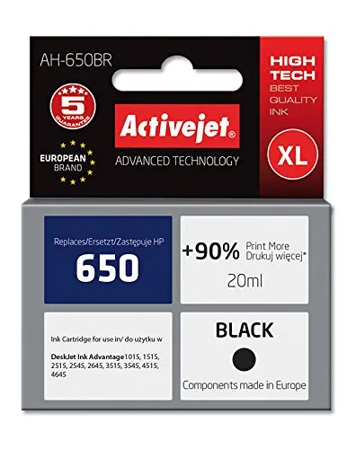 activejet-hp-650-tintenpatrone-schwarz-20ml-ah-650br image 1