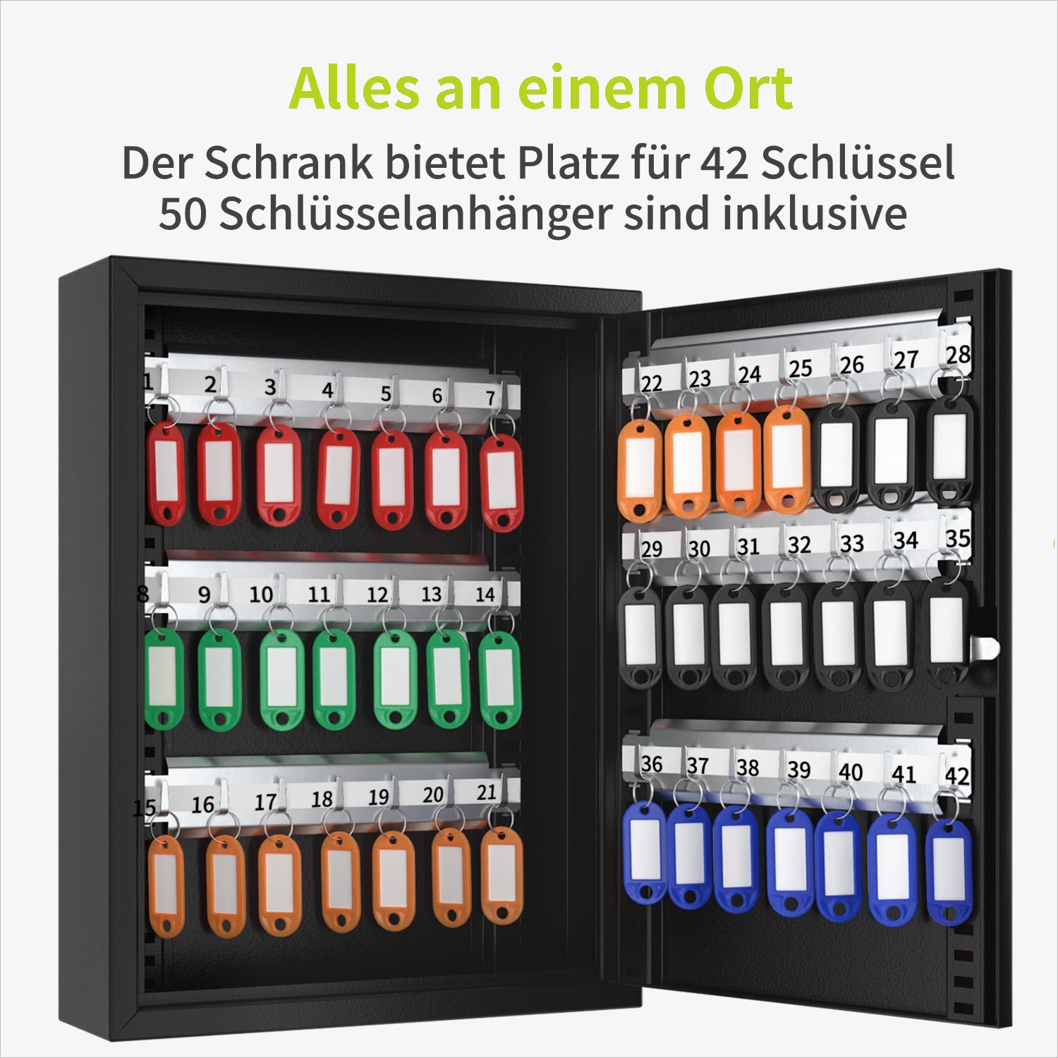 acropaq-schl-sselkasten-42-haken-schwarz-mit-50-anh-ngern image 2