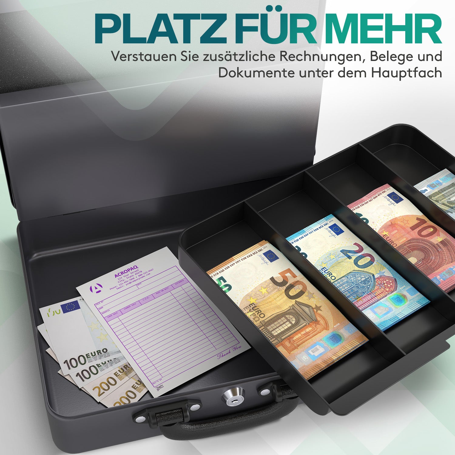 acropaq-cash-handling-geldkassette-grau-30x25x9-schloss image 6