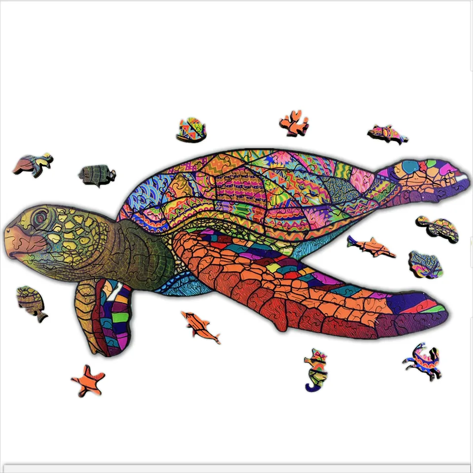 acropaq-puzzles-holzpuzzle-schildkr-te-150-teile-a4-geschenk image 1