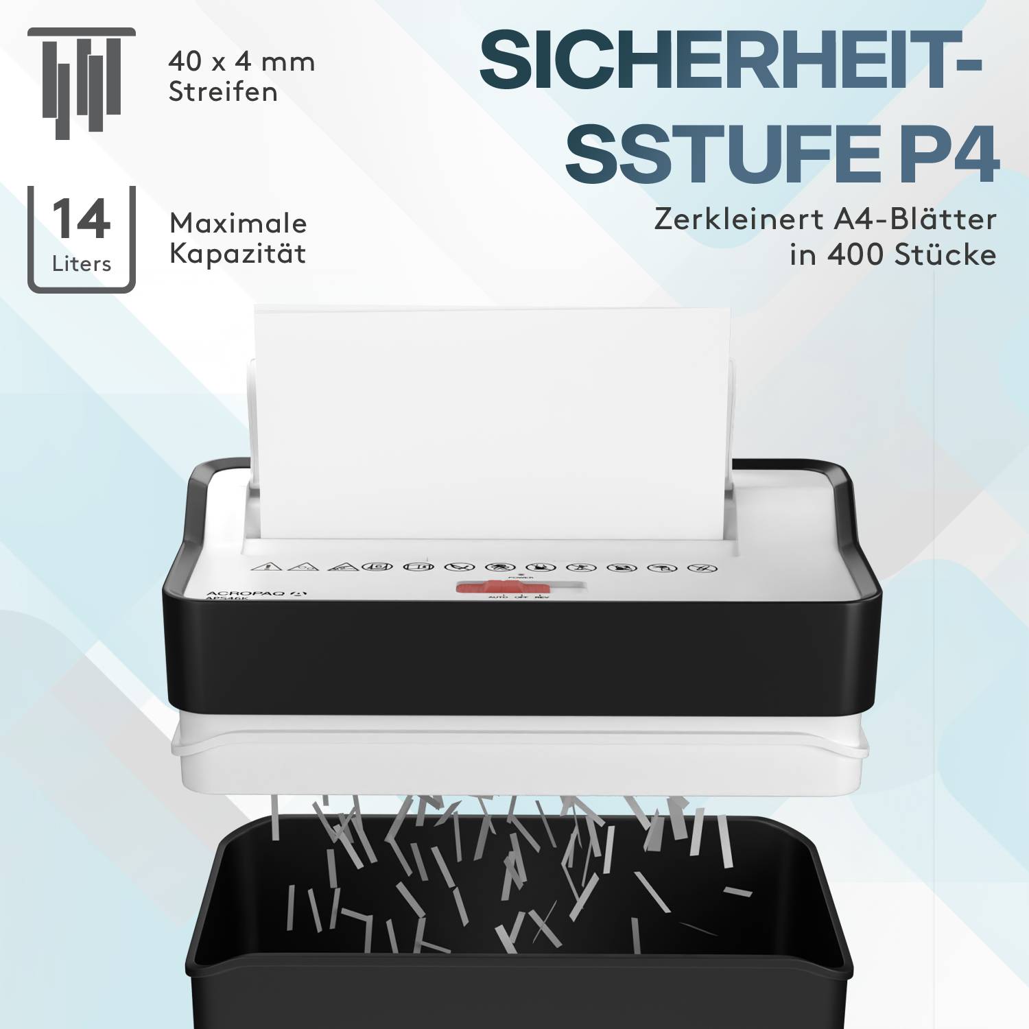 acropaq-aktenvernichter-p4-14-liter-f-r-6-bl-tter-schwarz image 3