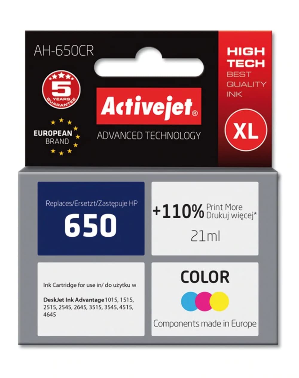 activejet-ah-650cr-druckerpatrone-hp-650-color-21-ml image 3