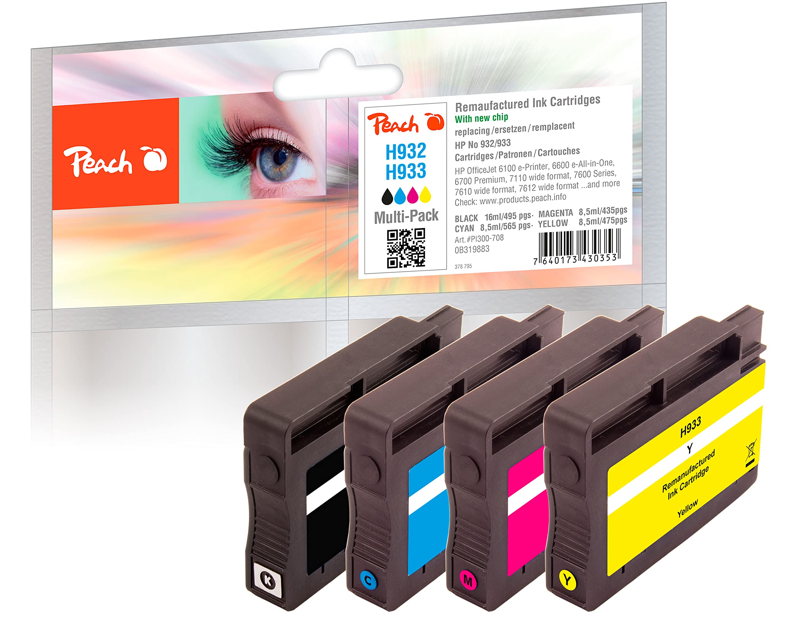 peach-pbp-spar-pack-tintenpatronen-f-r-hp-932-933-4er-set image 1