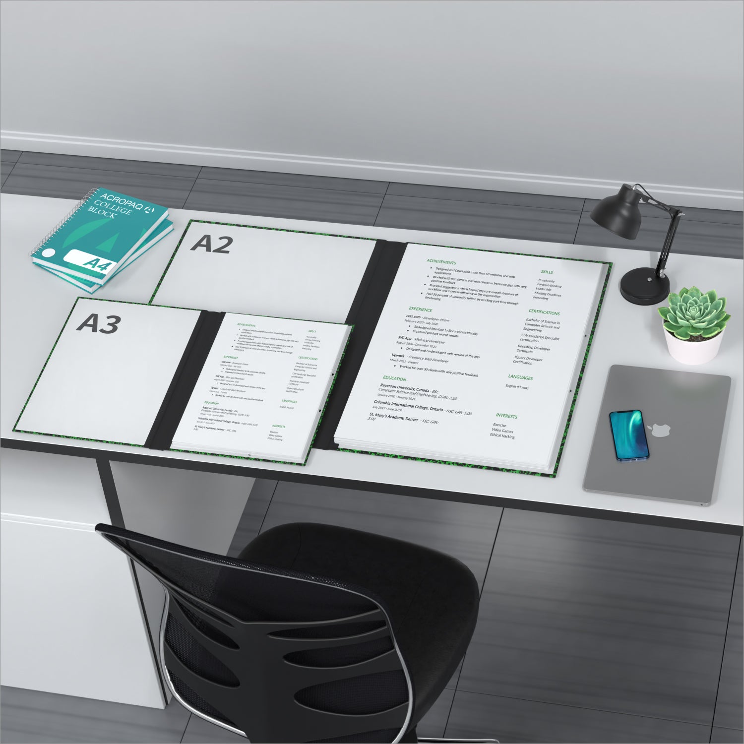 acropaq-zeichenmappe-a2-52x72-cm-mappe-gr-n-mit-gummiband image 4