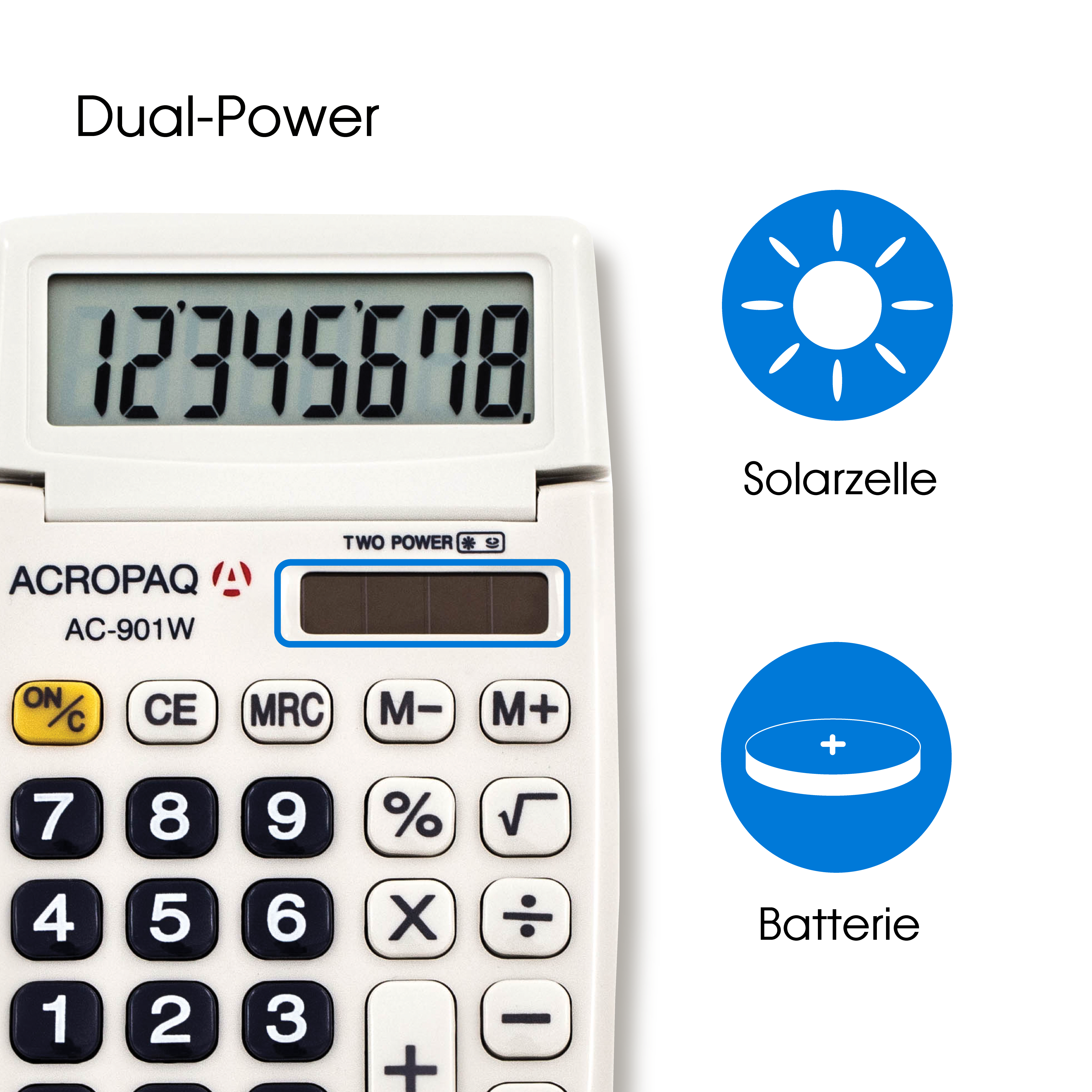 acropaq-taschenrechner-8-stellig-lc-display-wei-dual-power image 4